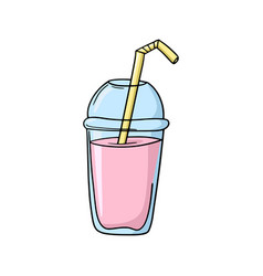 Pink Fruit Milkshake With A Drinking Tube