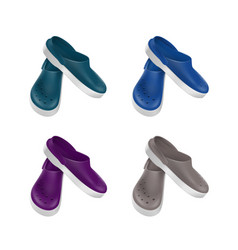 Set Of Colored Medical Footwear Clogs Isolated