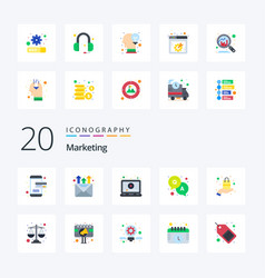 20 Marketing Flat Color Icon Pack Like Sell