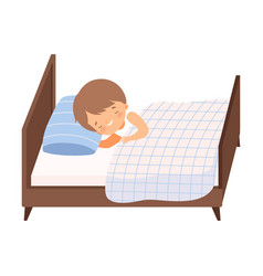 Adorable Little Boy Sleeping Sweetly In His Bed Vector Image