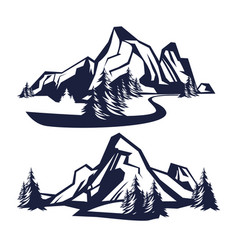 Flat Design Mountain Range Silhouette