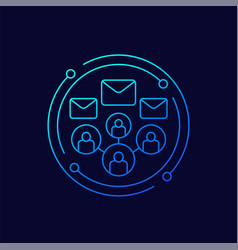 Emails And People Line Icon