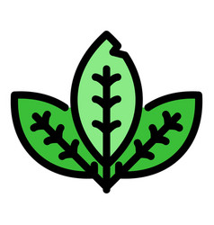 Mint Leaf Icon Color Outline