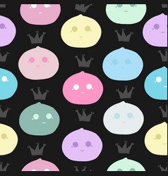 Mochi Queen Pattern Black Background Seamless