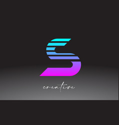 Purple Blue Neon Lines Letter S Logo Design