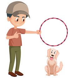 Dog Trainer With Hoop And