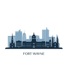 Fort Wayne Skyline Monochrome Silhouette