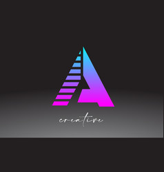 Purple Blue Neon Lines Letter A Logo Design