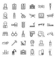 Physical Therapist Icons Set Outline Woman