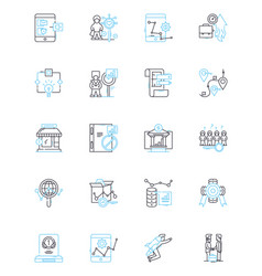 Budgeting Process Linear Icons Set Planning