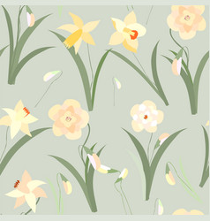 Pattern Spring Flowers Daffodils Yellow