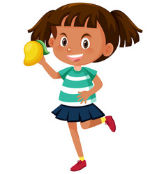 Cartoon Girl Holding A Mango