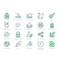 Cat Litter Line Icons Include