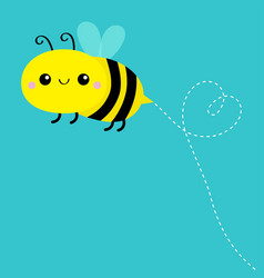 Flying Bee Icon Honeybee Dash Line Heart Happy