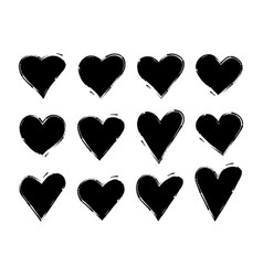 Heart grunge hand drawing graphic black ink brush Vector Image