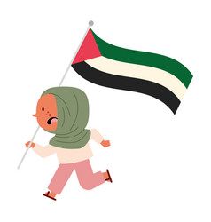 Palestine Save Girl With Flag