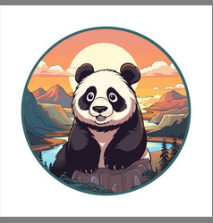 Panda Colorful Cartoon Kawaii Character Beach