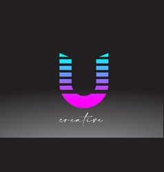 Purple Blue Neon Lines Letter U Logo Design