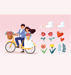 Biking Couple Elements