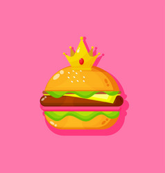 Burger Cartoon With Crown Icon