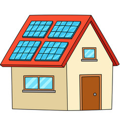 Solar Panel House Cartoon Colored Clipart