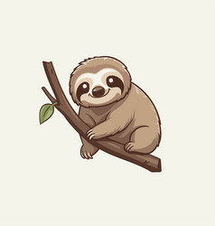 Cute Sloth Sitting On A Tree Branch