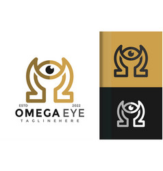 Golden Omega Eye Logo Design Template