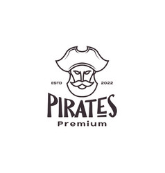 Old Man Pirate Bearded Mustache Vintage Logo