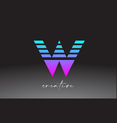 Purple Blue Neon Lines Letter W Logo Design