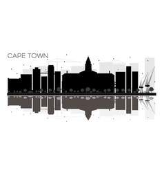 Cape Town City Skyline Black And White Silhouette