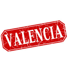 Valencia Red Square Grunge Retro Style Sign