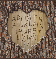 Alphabet Letters Carved Into Tree Easy Edit Font