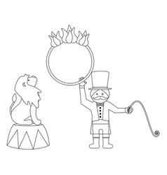 Lion And Trainer Outline