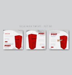 Set Of Social Media Post With Red Post Box