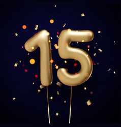 15 Sign Golden Balloons With Threads On Black