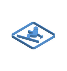 Blue Isometric Icon Of Person Skiing