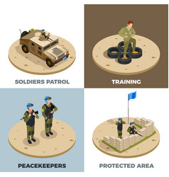 Military Service 4 Isometric Icons