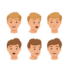 Set Of Various Male Emotional Faces Man