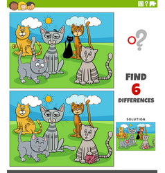 Differences Game With Cartoon Cats Animal