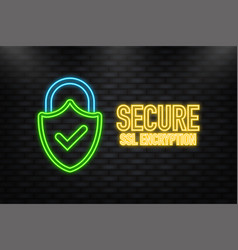 Neon Icon Ssl Encryption Secure Badge On White