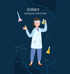 Flat Science Post Stories Set