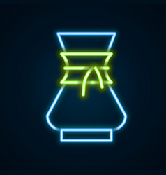 Glowing Neon Line Pour Over Coffee Maker Icon