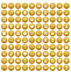 100 Cat Icons Set Gold