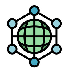 Big Data Globe Icon Flat