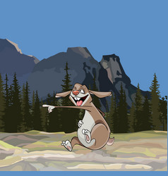 Cartoon Funny Hare Scoffs Pointing