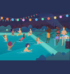 Happy Young People Having A Pool Party At Night