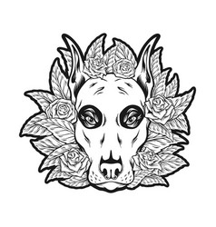 Day Of The Dead Delight Floral Dog Head Silhouette