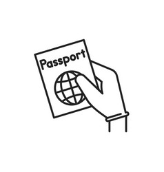 Hand In Glove Holds Passport Black Line Icon Safe