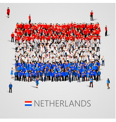 Large Group Of People In The Netherlands Flag