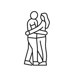 Couple Embracing Love Line Icon